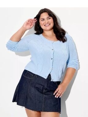 Wild Fable Women's Heart Cable Cardigan, Light Blue